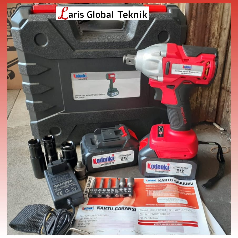 BRUSHLESS Impact Wrench Cordless KODENKI CIW101 Baterai Charger