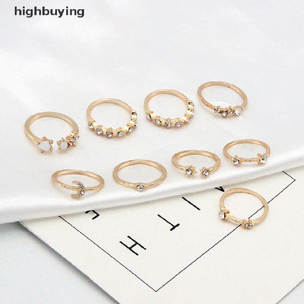 Hbid 9Pcs / set Cincin Aneka Bentuk Gaya Bohemia Untuk Wanita