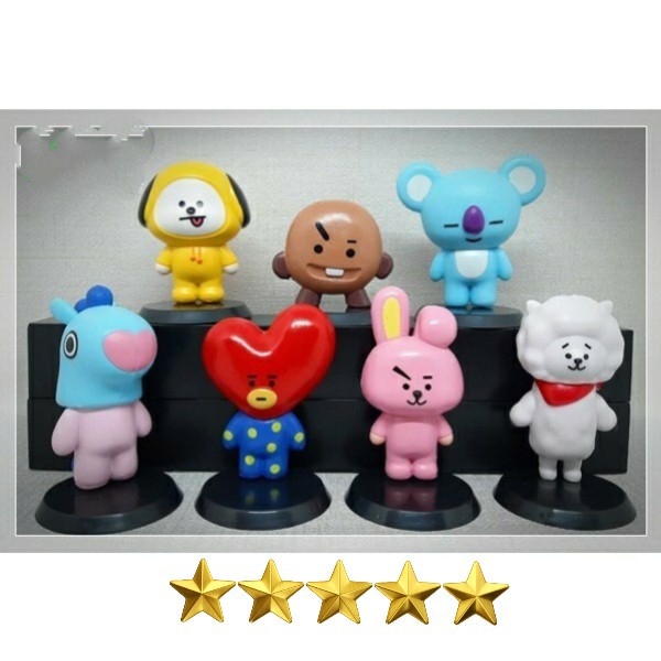 Stand Figure action Boneka BTS BT21 isi 7pcs