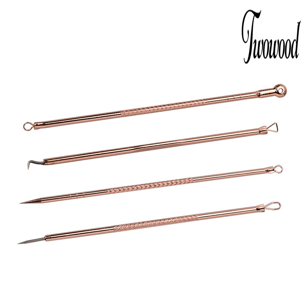 4pcs / Set Alat Penghilang Komedo Dan Jerawat Bahan Tembaga Stainless Steel Untuk Wanita