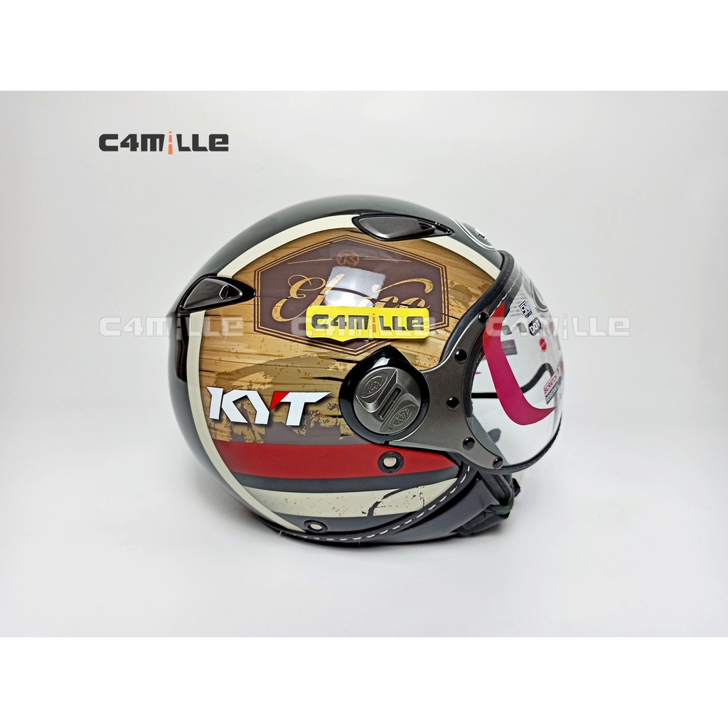 HELM KYT ELSICO RETRO PILOT #4 BLACK CREAM