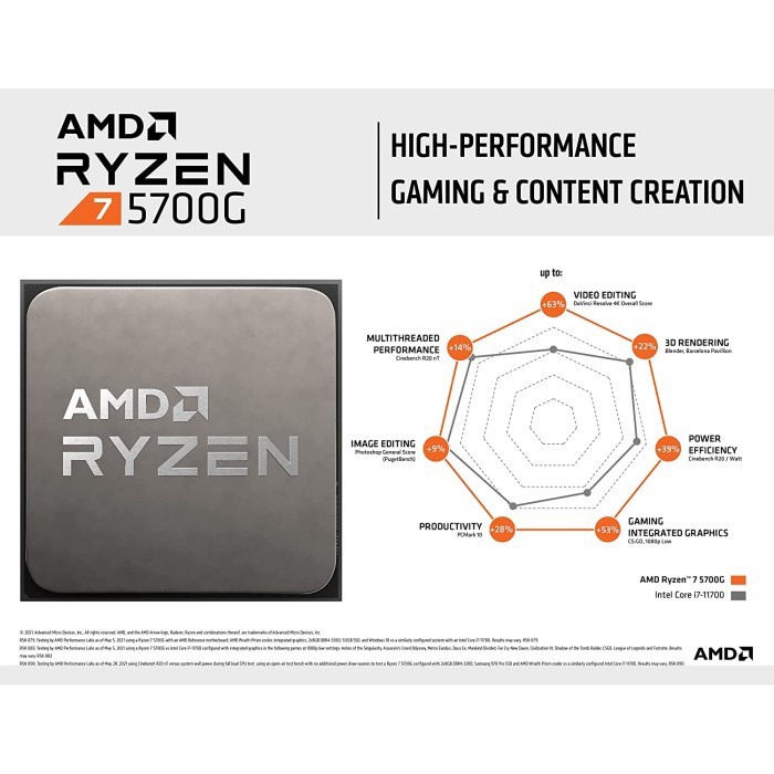 Processor AMD Ryzen 7 5700G 3.8GHz Up To 4.6GHz | AM4 8 Core | Cezanne