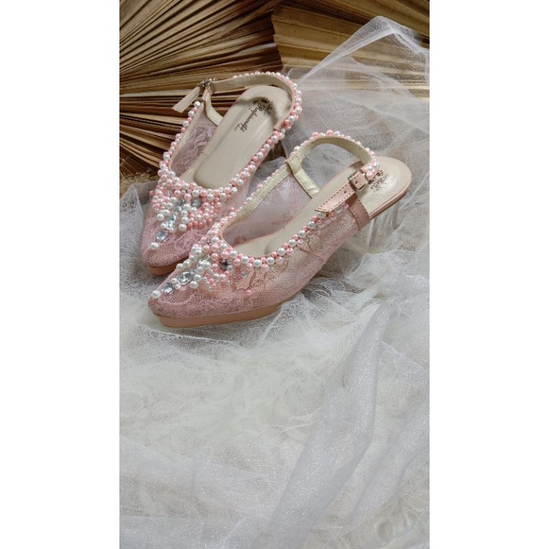 sepatu clarisaa dustypink tinggi 7cm hak kaca
