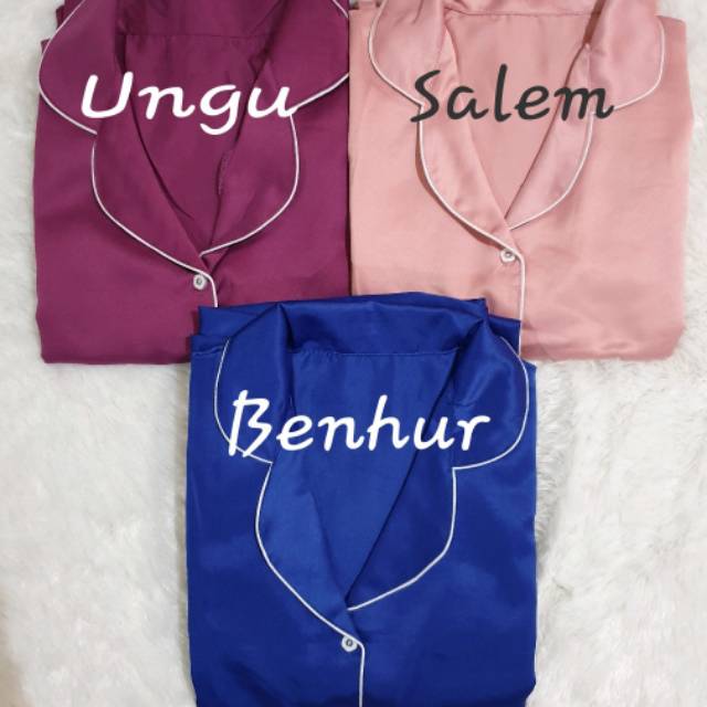 Baju Tidur Wanita/Cewek Satin Daster/Baju Tidur Daster Full Kancing Kekinian