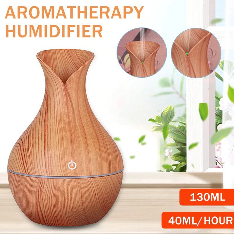 MPro Humi Ultrasonic Humidifier Diffuser Aromatherapy Marbel White Wooden Dark Wood 130ml RJS21 Oils jnp