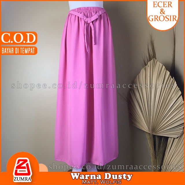 [COD] Rok Basic Pita bawahan wanita Wolfis best seller Skirt Ribbon Woolpeach