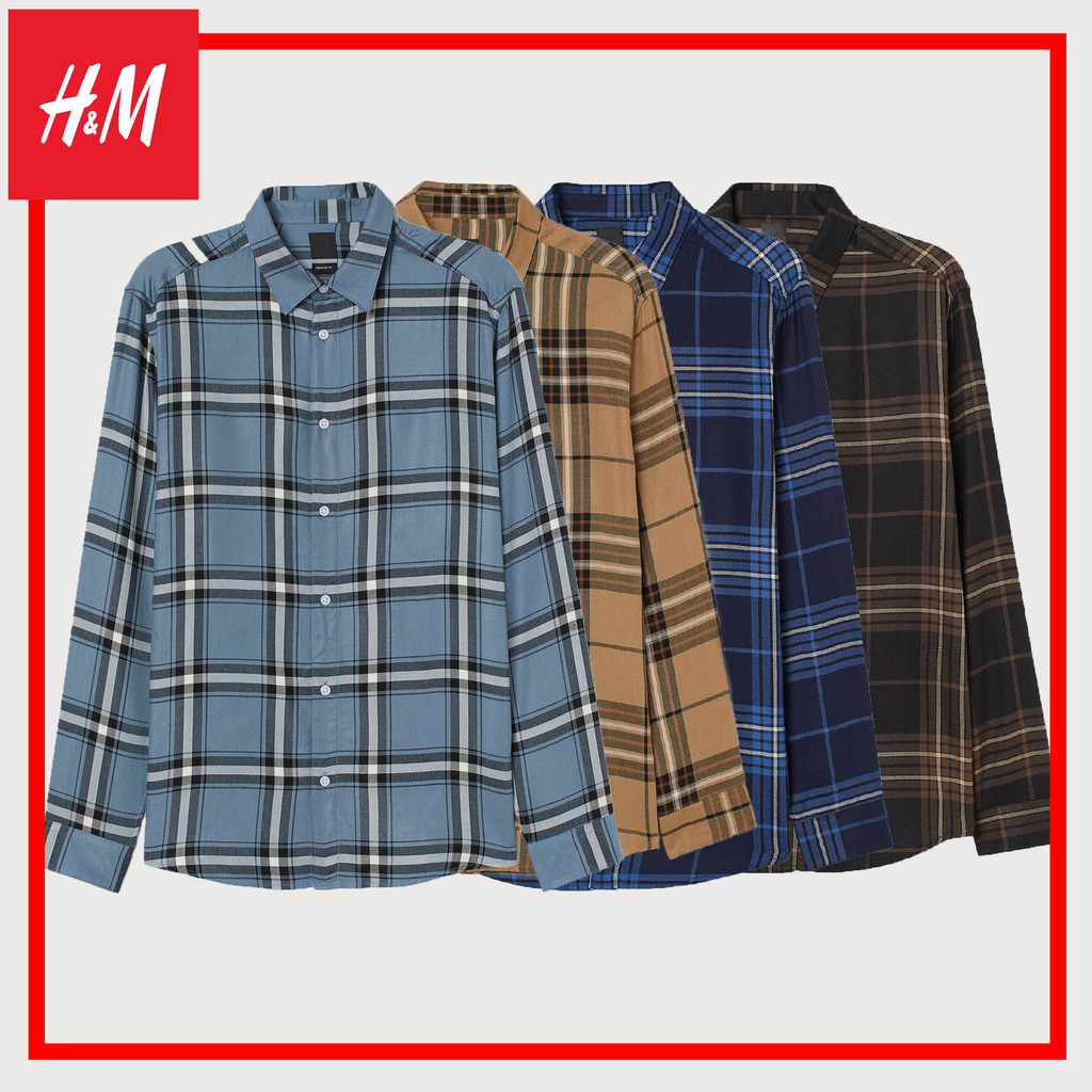 H&M Flannel Shirt Regular Fit Original Counter Resmi - Kemeja HnM