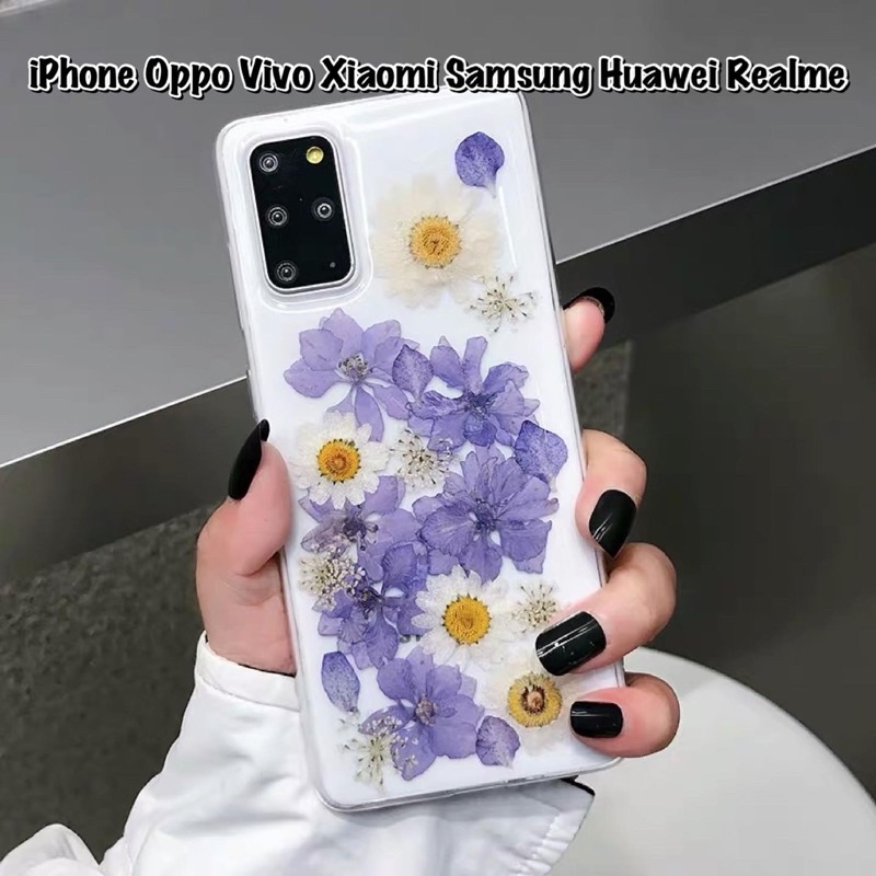 Dried Flower Case Iphone 11 12 Pro Max Vivo V21 Y20s Y12s Y51A X60 V20 V19 V17 Samsung A32 A52 A72