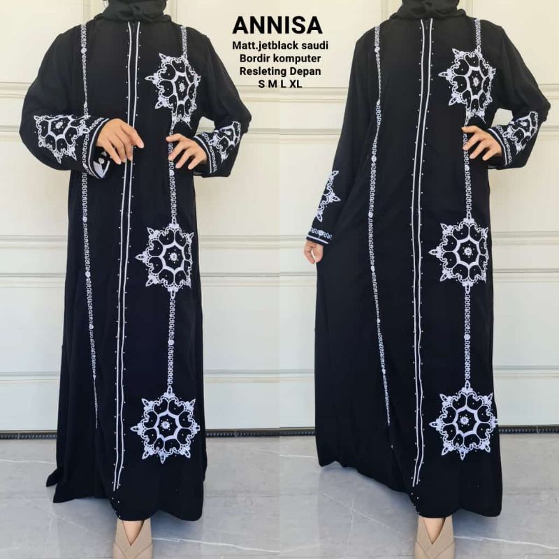 new abaya gamis hitam jetblack ori bordir Annisa busui