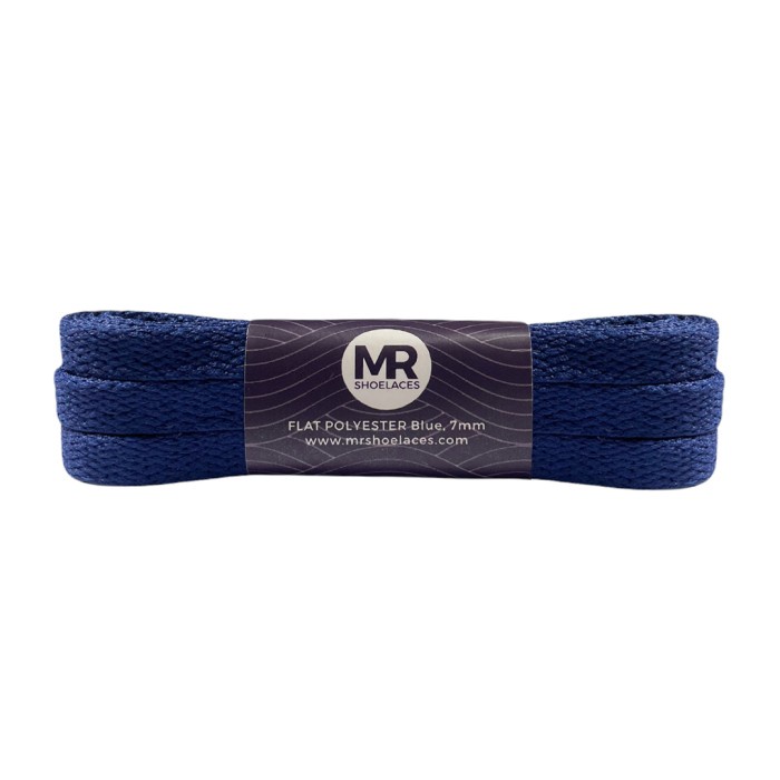 Original MR Shoelaces FP17 Dark Blue Biru Tali Sepatu Pipih Flat 7mm 90cm-200cm Polyester Premium Shoelaces