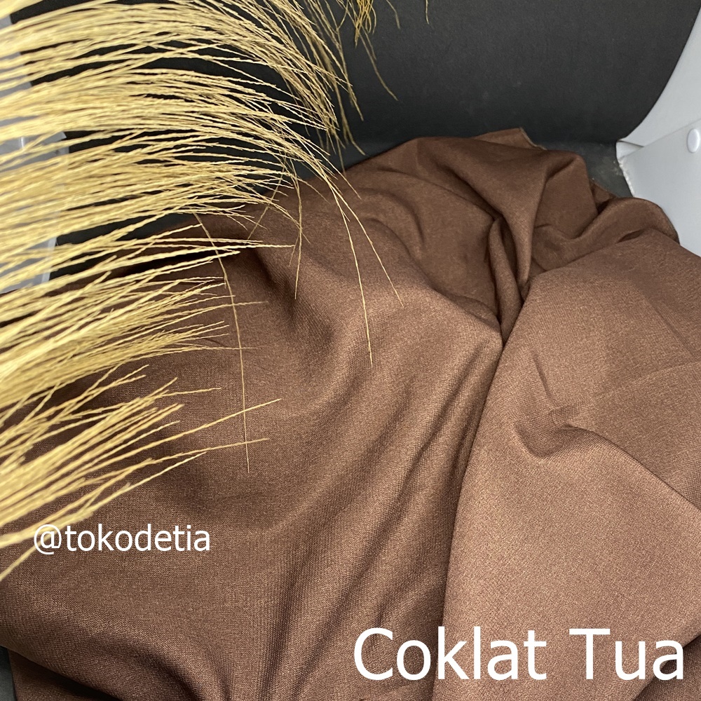 TERMURAH Kain Wolfis Grade A /  Wolpeach Premium /Wolvis Premium gamis tunik fashion-Coklat Tua