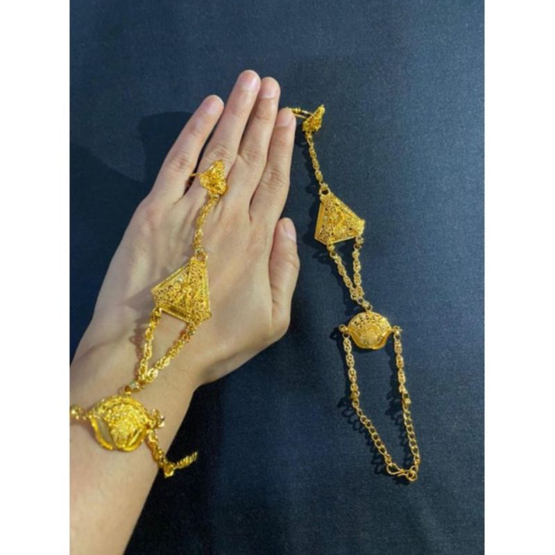 Gelang dan cincin dubai india lapis emas 24k