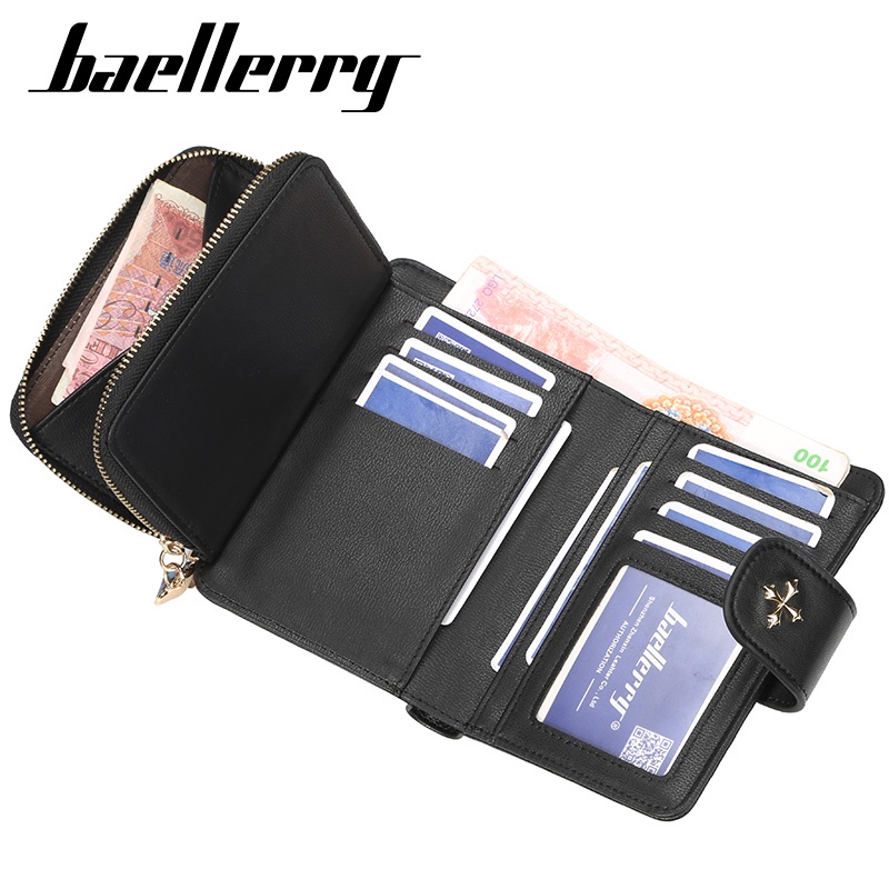 BAELLERRY N1815 Dompet Wanita Dompet Pendek Lipat Dompet Kartu Wanita Bahan Kulit PU Leather Premium WATCHKITE WKOS