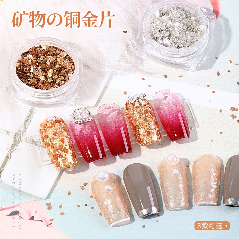 【 COD 】Nail Mica Slices/YUNMU SLICES Irregular Copper Flake Gravel For Japan Glitter Nail Art Manicure Accessories