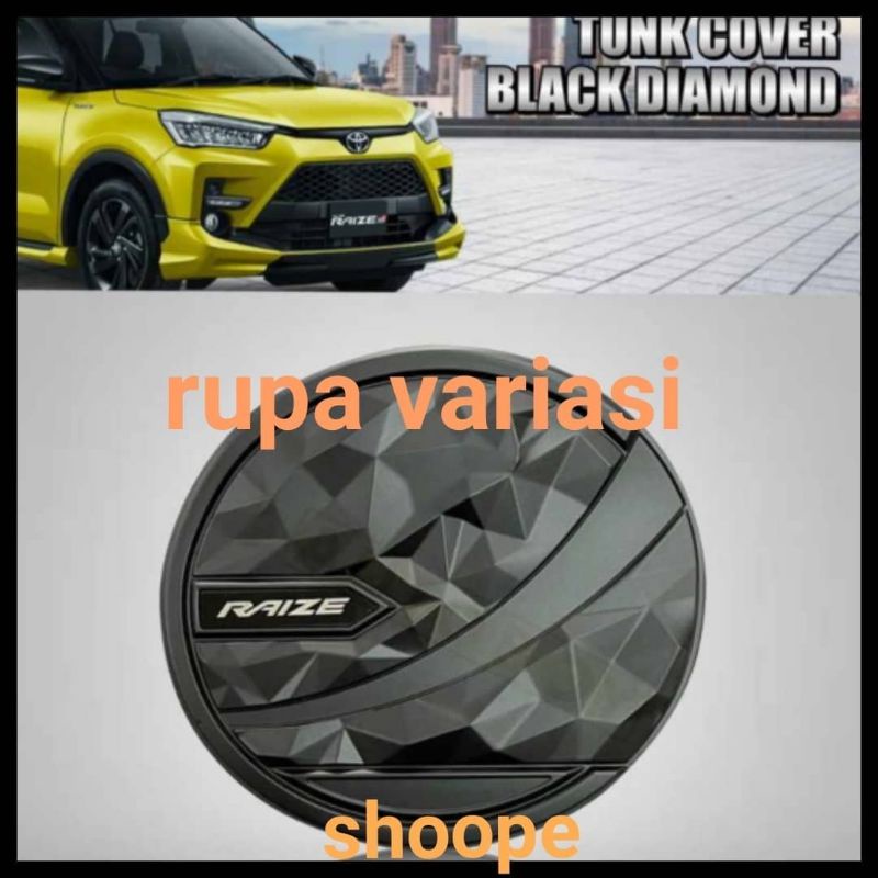 tanc cover tutup tangki bensin mobil toyota raize hitam doff motif diamond