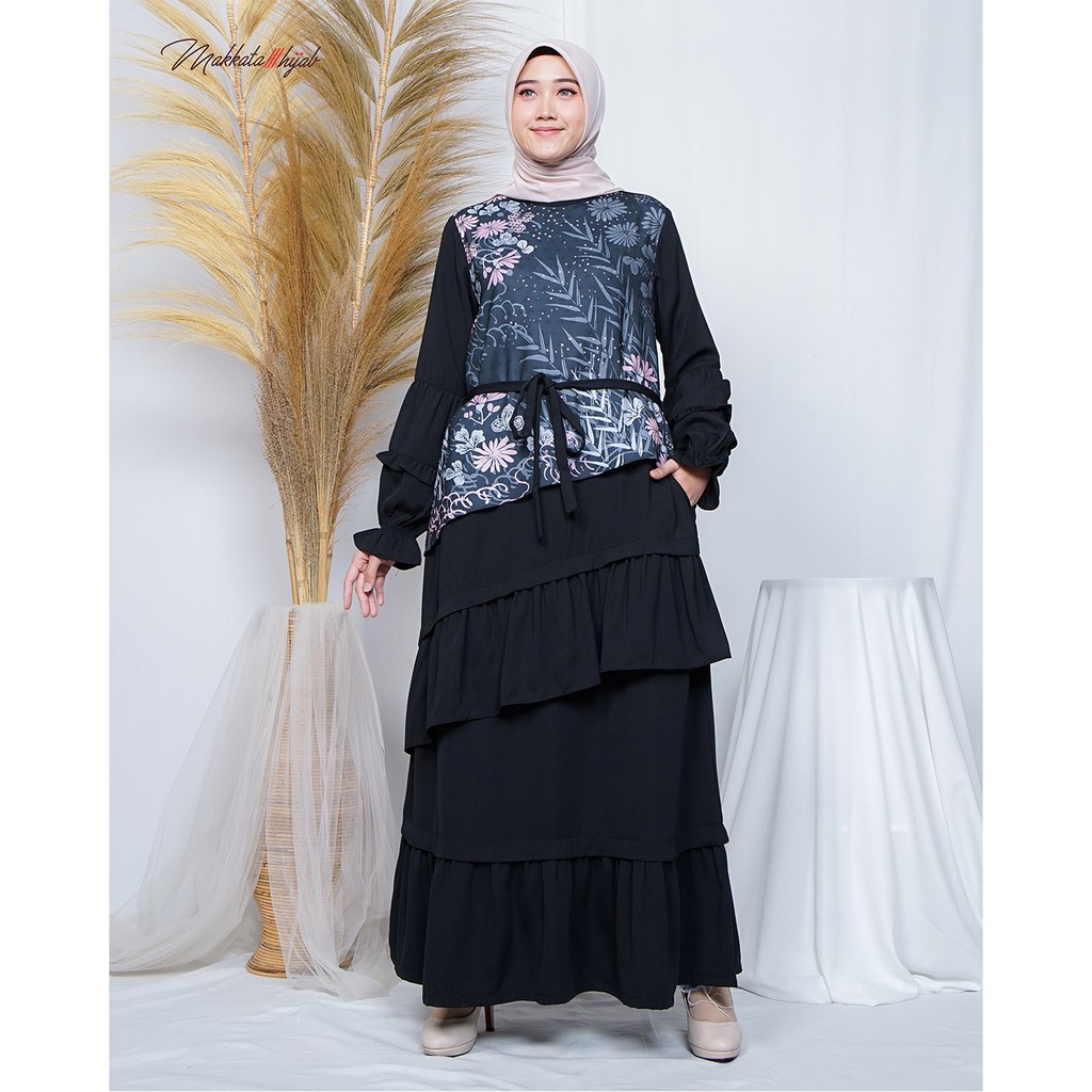 Gamis Makkata Hijab | Zeeva Dress Motif Bunga