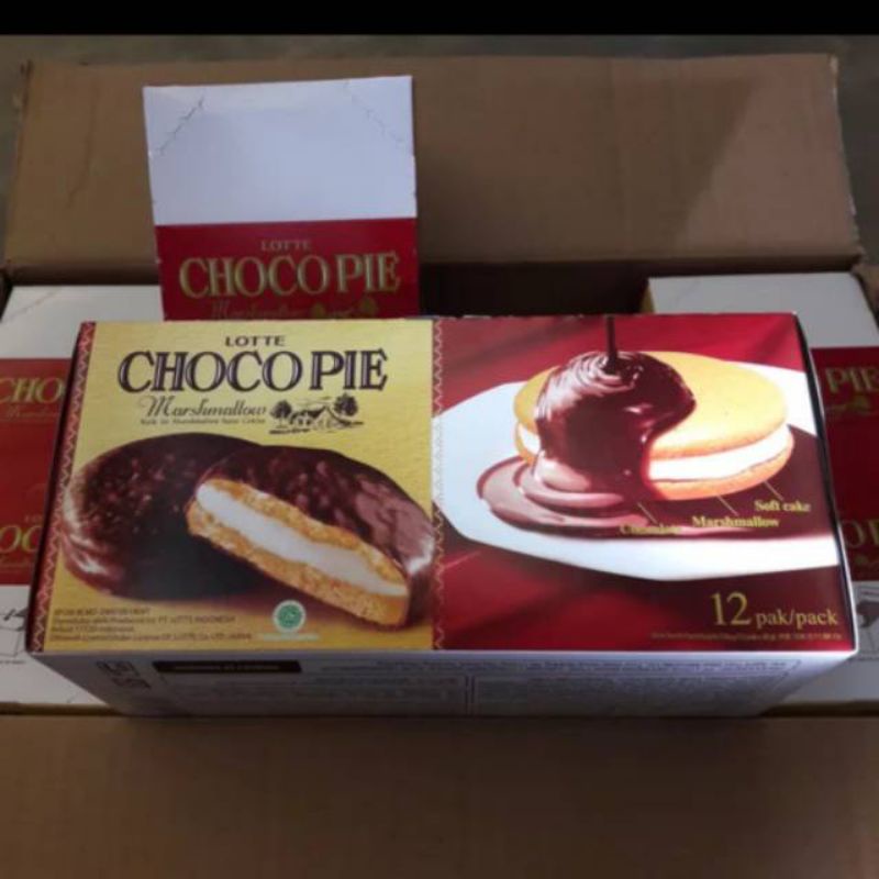 Ready Stock!! 1 Pack Lotte Chocopie Choco Pie Marshmallow berbalut coklat 28 Gr x 12 pcs