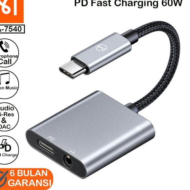 Garansi Mutu MCDODO Kabel Converter USB Type C to Audio Jack 3.5mm Adapter Cable Splitter Dongle 754