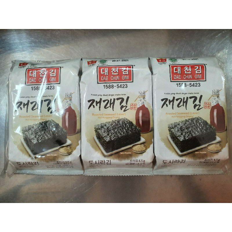 

Dae Chun Gim Roasted Seaweed Laver [Nori Panggang Original] (4,5gr x3)