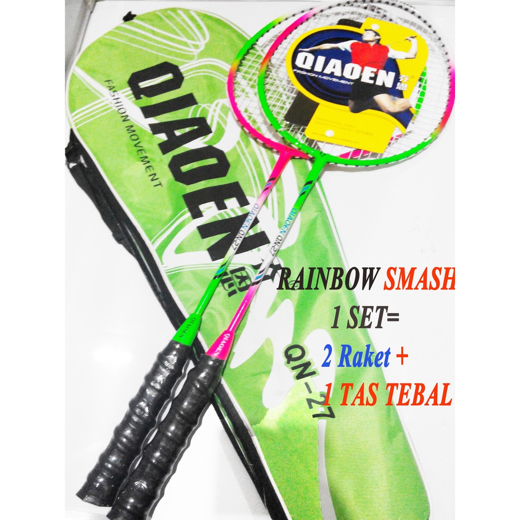 Raket Bulutangkis Terbaru [RAKET GANDA] RAINBOW SMASH  Grip TULANG QN27 Murah Grosir