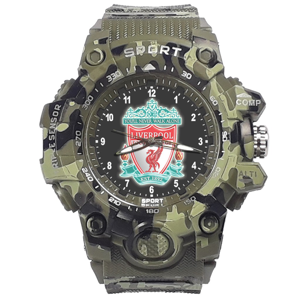 (ISTIMEWA BOSSQUE) JAM CUSTOM LIVERPOOL STRAP ARMY - 5 Warna