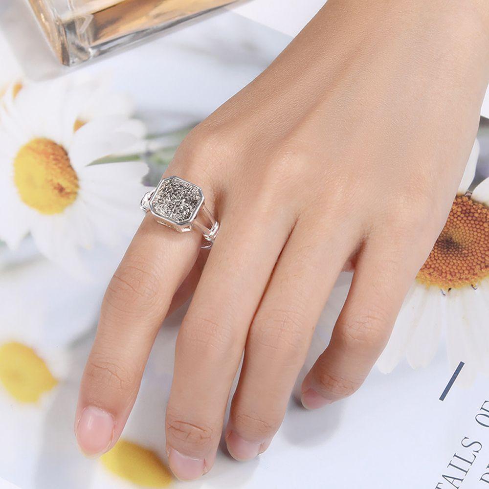 Mxbeauty Korea Cincin Untuk Wanita Pria Fashion Persegi Hadiah Valentine Jari Perhiasan Warna Perak Unisex Hip Hop Adjustable Ring