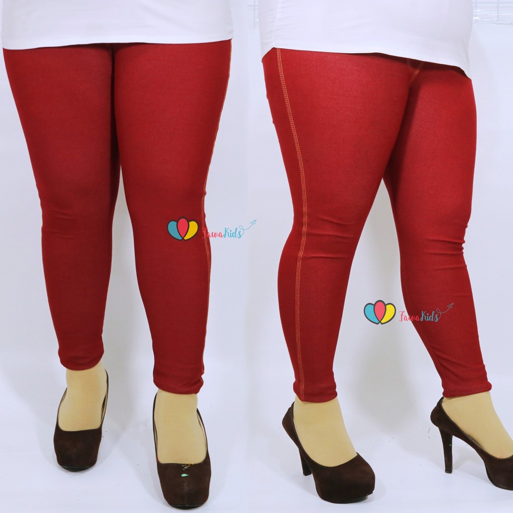 (DEWASA) Legging Jeans Kantong uk Jumbo fit to XXL / Celana Wanita Dewasa Jumbo Legging Polos