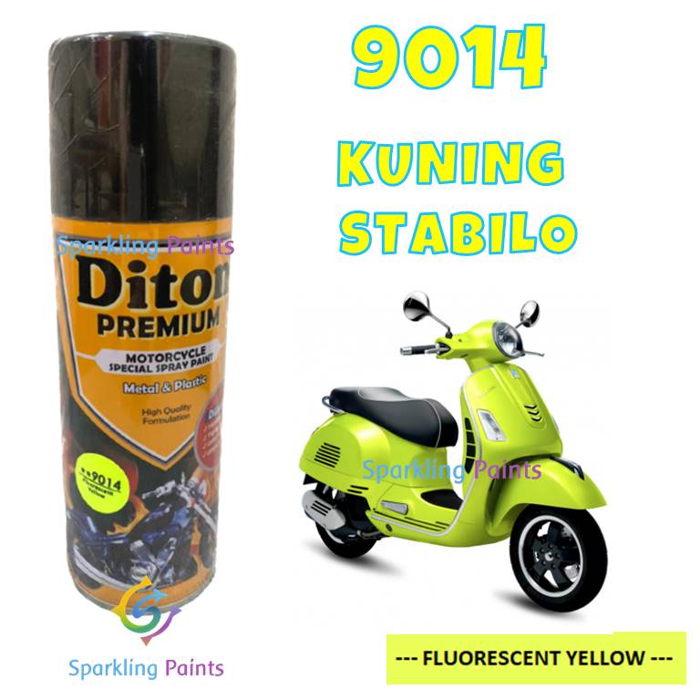 Pilox Diton Premium Fluorescent Yellow 9014 400ml Warna Kuning Stabilo Cat Pilok Pylox Nyala Terang