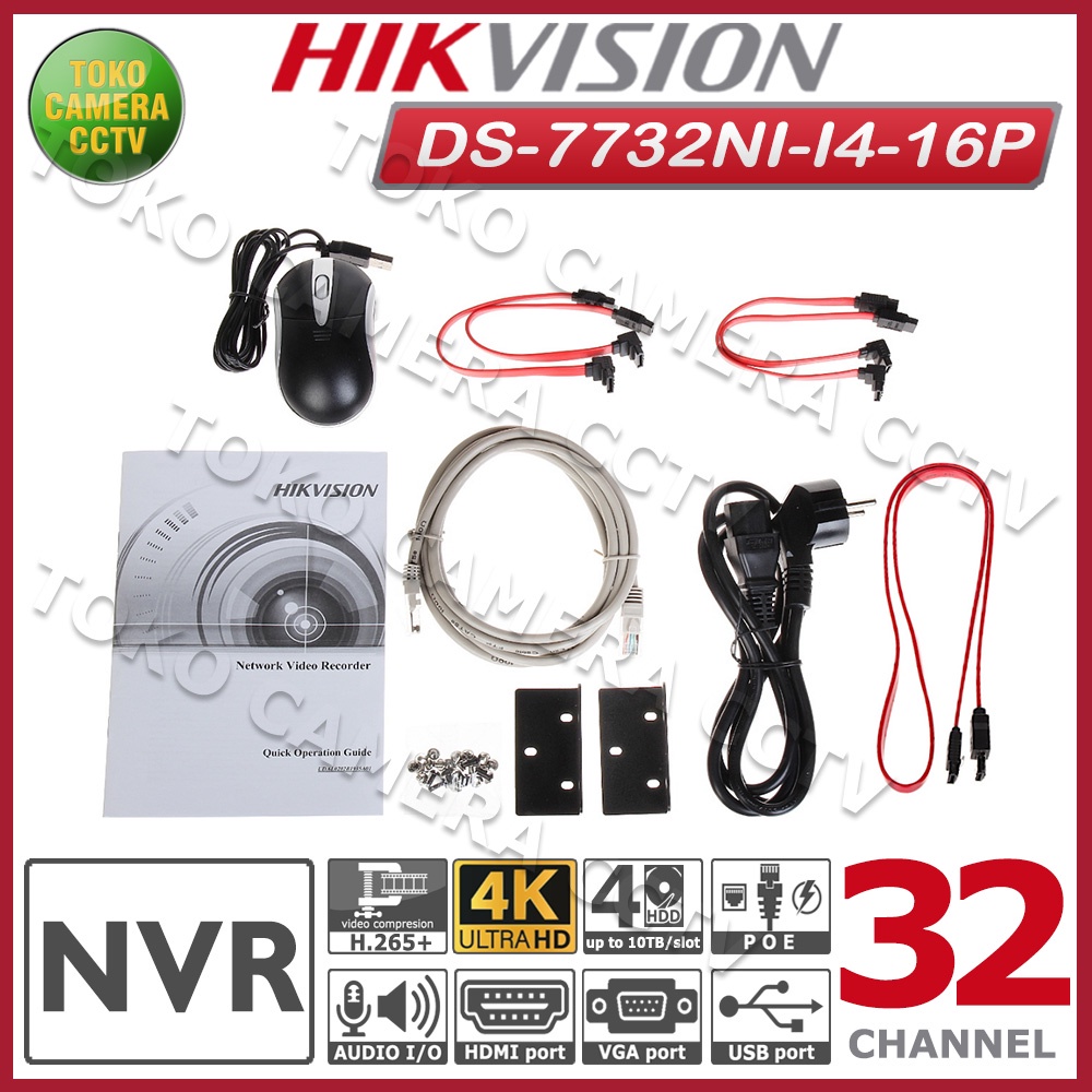 NVR HIKVISION 32 CHANNEL HIKVISION DS-7732NI-I4/16P NVR 4K 12MP 32CH