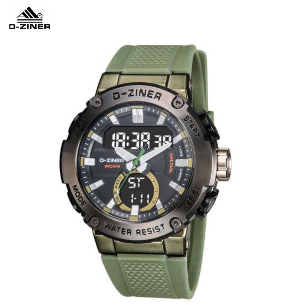 JAM TANGAN PRIA KEREN DZINER 8279 ORIGINAL DUAL TIME BERGARANSI