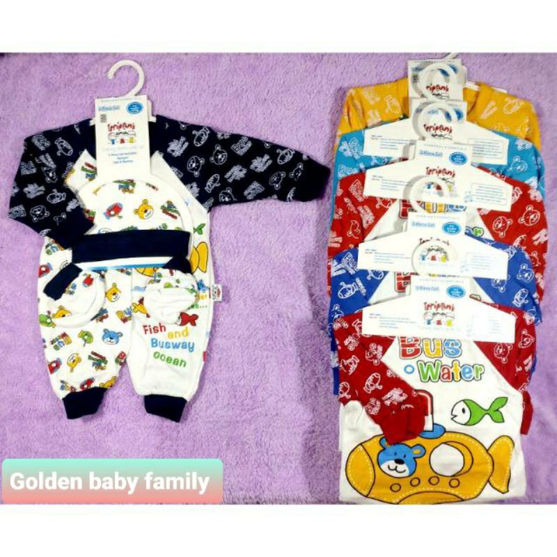 JUMPER SET PANJANG WARNA PRINT BONEKA 3 PANK / JUMPER + TOPI + SARUNG KAKI