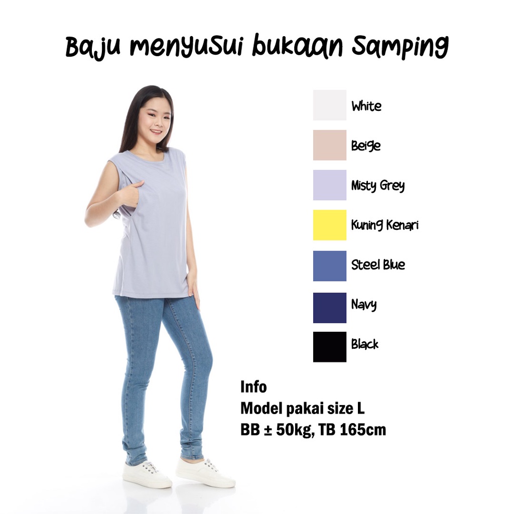 manset kutung premium menyusui bukaan samping tanktop busui katun kaos bambu 30s