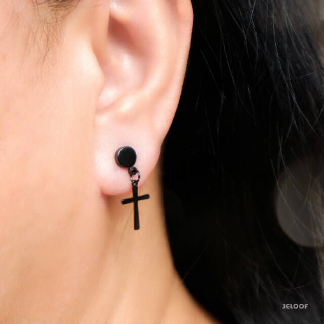 Jeloof Anting Abigail Hitam Tindik | Anting Tindik Anting Wanita Hitam Anting Fashion | Abigail Earrings by Jeloof