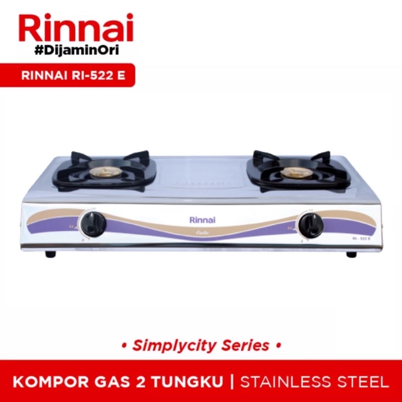 Rinnai Kompor Gas Stainless 2 Tungku 522E