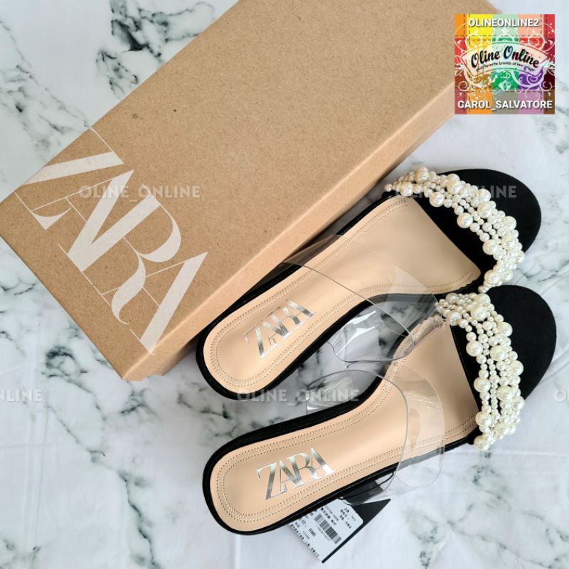 Sandal with heels mutiara pearl velvet bludru empuk 3cm sepatu wanita transparan 2 tali