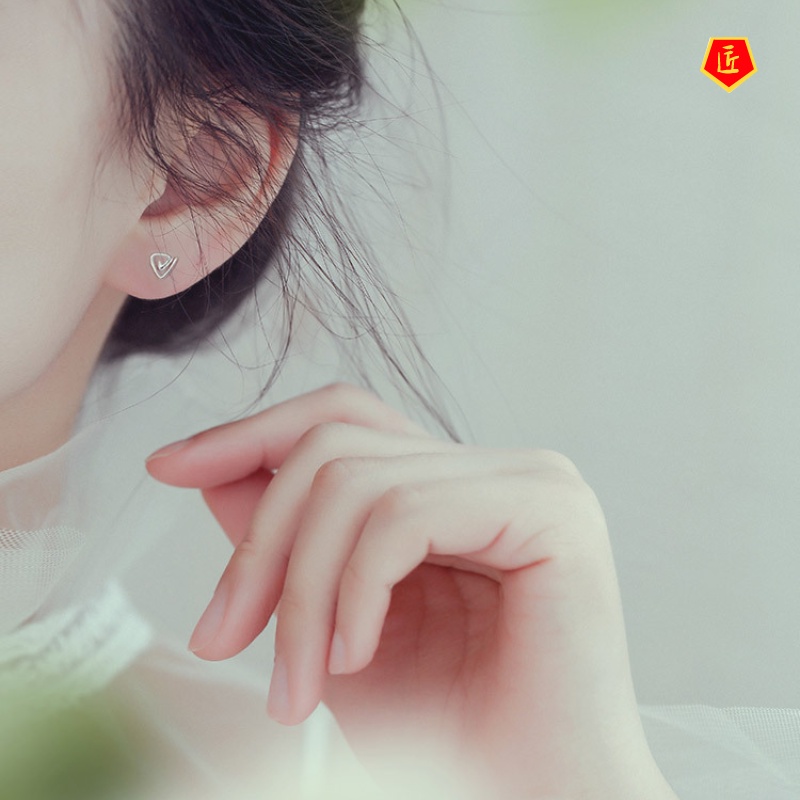 [Ready Stock]Simple Silver Mini Creative Stud Earrings