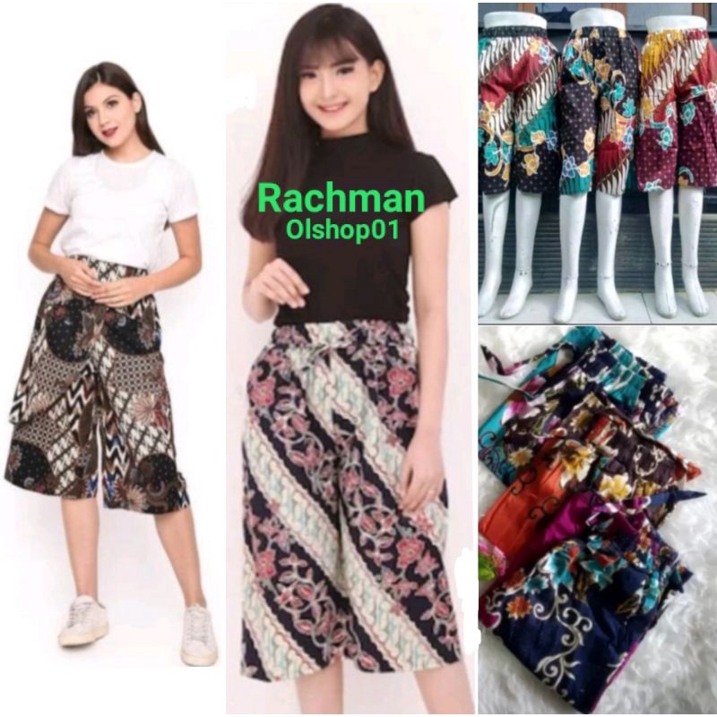 Kulot Batik Celana Pendek Wanita Jumbo Kain Katun Strecth Terlaris