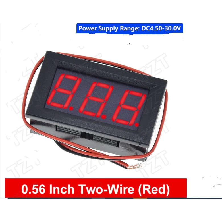 Digital Voltmeter Mini Merah Dengan Frame V DC 2 kabel