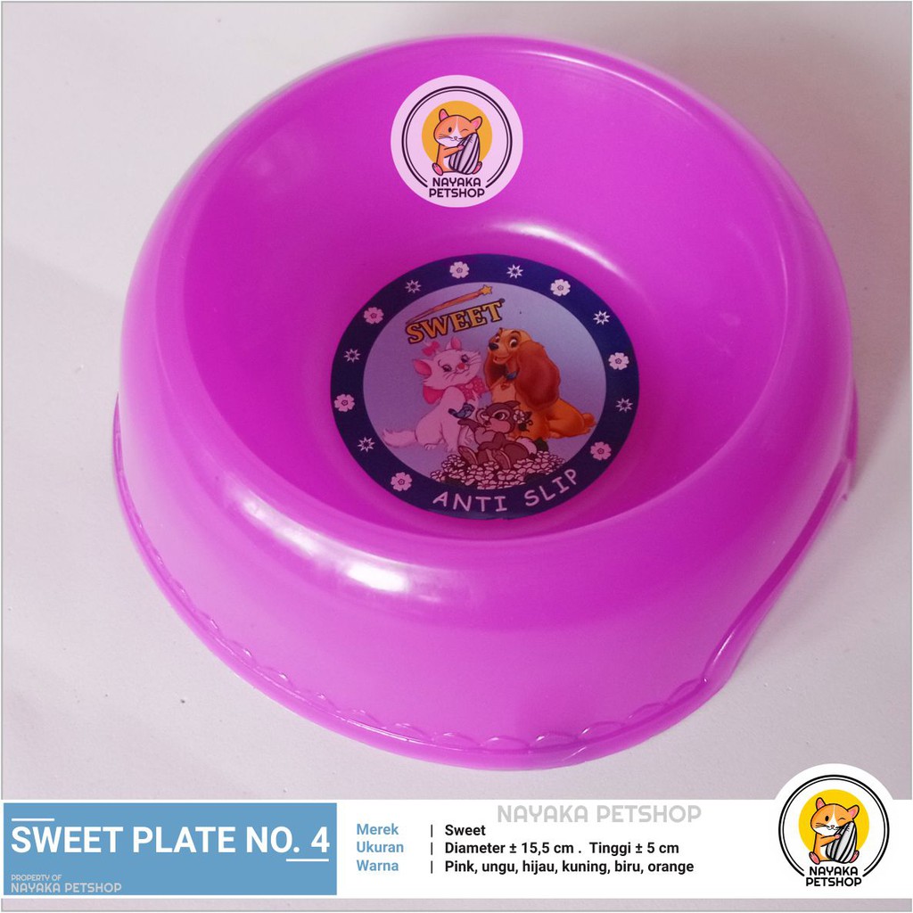 Sweet Plate No 4 Piring Tempat Wadah Makan Minum Hewan Kucing Kelinci