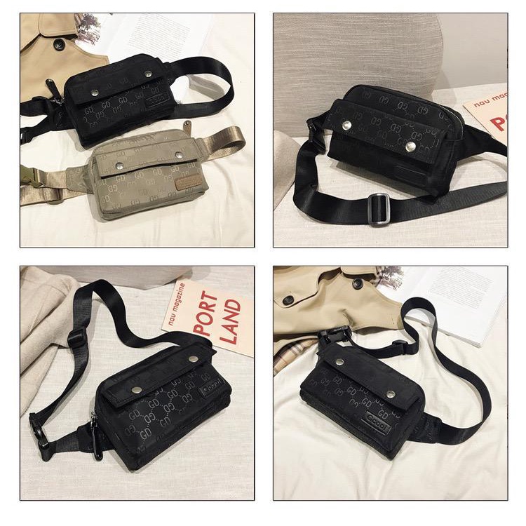 BJ15888 - BLACK/GRAY - TAS SLEMPANG PINGGANG WAISTBAG SLINGBAG TAS WANITA FASHION IMPORT MODIS ELEGAN TERMURAH TERLARIS TERBARU BAGSTORE JAKARTA TAS BATAM LT1876 ELJ5888 CR7536