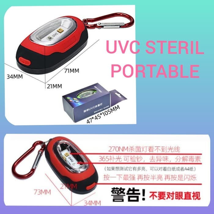 UVC Steril Portable Mini 2 Warna Biru dan Merah