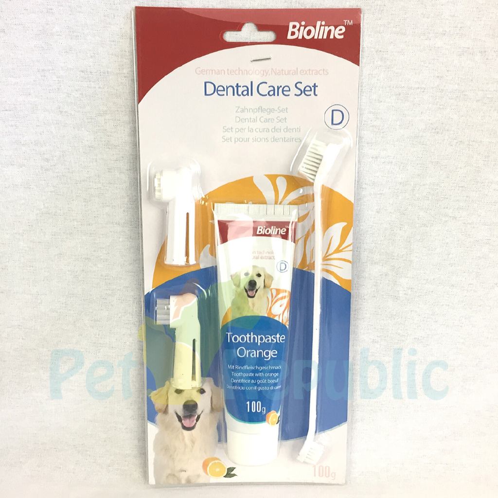 

BIOLINE Sikat Gigi Anjing DENTAL Care Set ORANGE 100gr