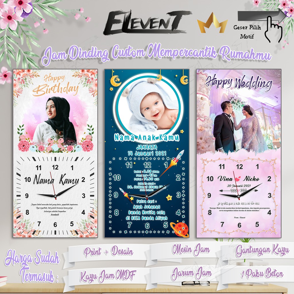 Jam Unik Custom Foto Keluarga Menarik Untuk Kado Hadiah Wedding Birthday Graduation Wall Decor Ulang Tahun Pacar Kado Pernikahan Wedding Birthday, Biodata Bayi Ulang Tahun Wisuda Pernikahan Ultah Panjangan Dinding walldecor rumah menarik Murah