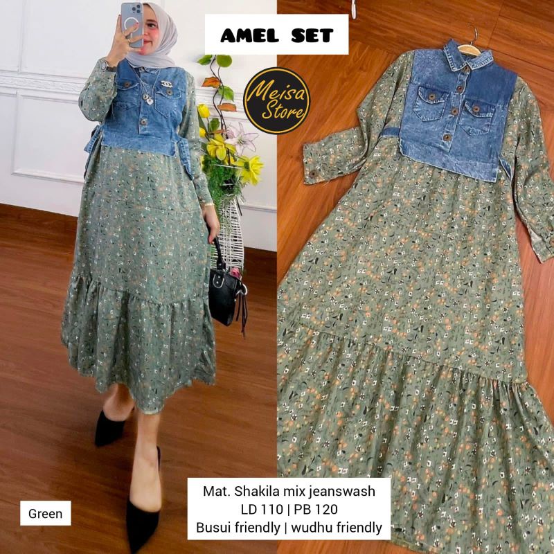 AMEL SET DRESS / DRESS MIDI JEANS WASHED