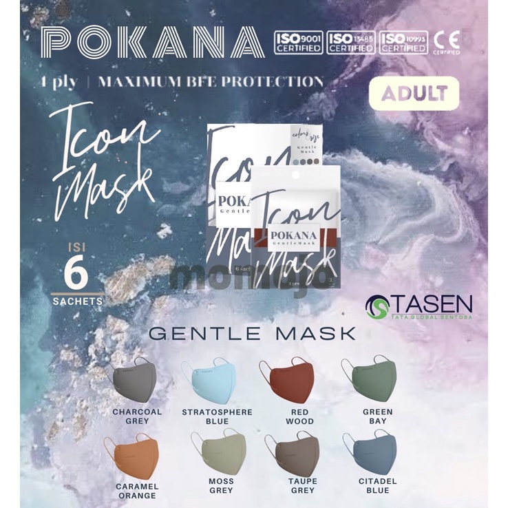 Masker POKANA ICON MASK Gentle Mask 4 Ply Earloop Masker Medis