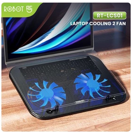 Robot RT-LCS01 Portable Laptop Cooling Pad Stand 2 Fan &amp; 1 USB Port