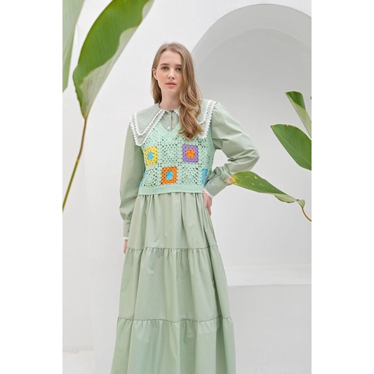 Naira gamis katun susun vivorie premium/dress susun vivorie