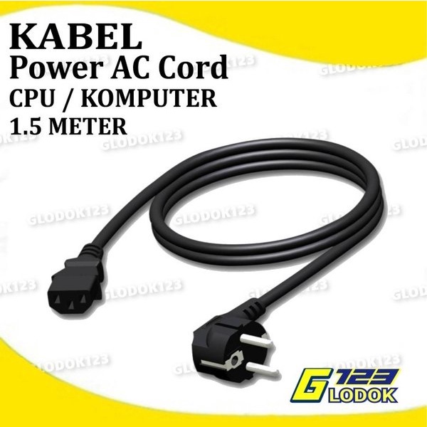 Kabel Power AC Cord Listrik Komputer PC CPU Desktop Cable 3 Lubang Pin