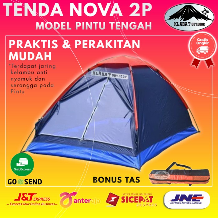 Tenda Kemping Camping Anak Dewasa Gunung Outdoor Kapasitas 2 Orang - Tenda Camping 2p Pintu Tengah