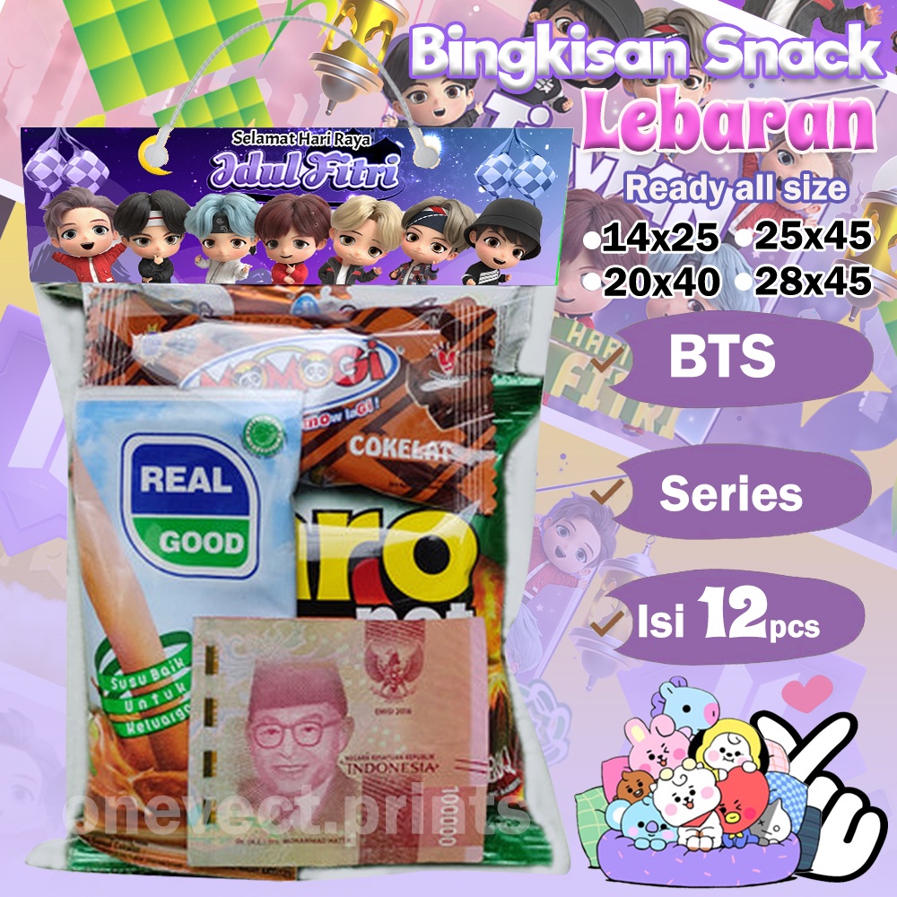 

ISI 12 PCS KEMASAN BINGKISAN TAS SNACK PLASTIK THR LEBARAN BTS EDITION